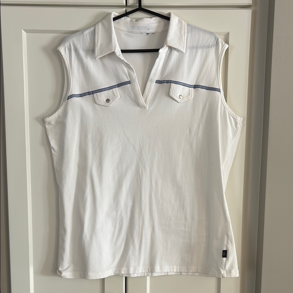 White Sleeveless Collared Top